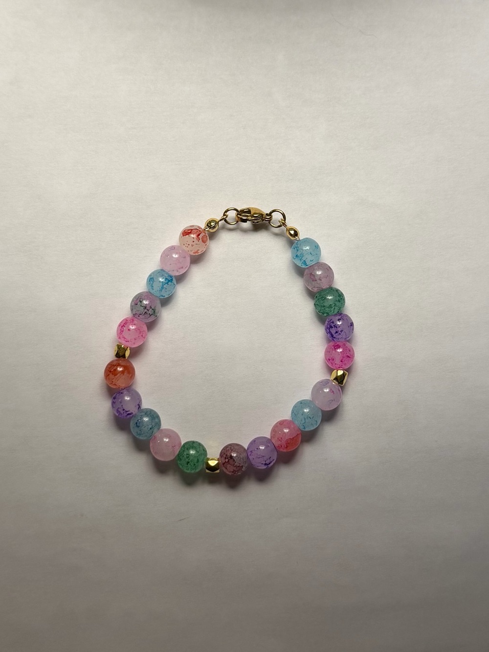 Multicolor Beaded Bracelet with Gold Accents - Women Jewelry